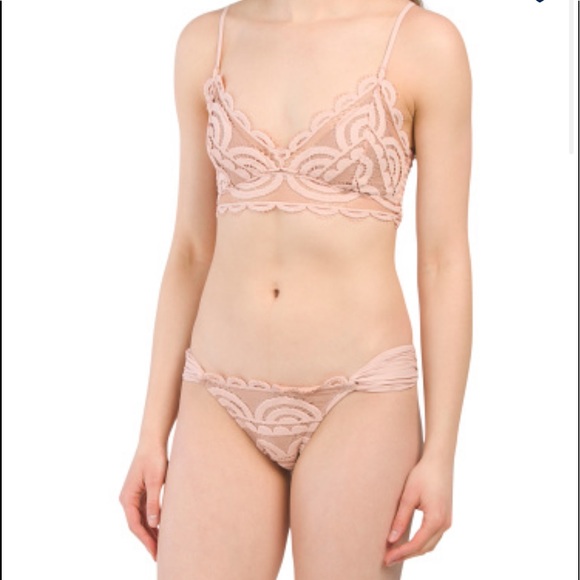 New PQ SWIM LACE Sweetheart Crochet Lace Bralette Bikini Top PINK SANDS - Picture 9 of 16